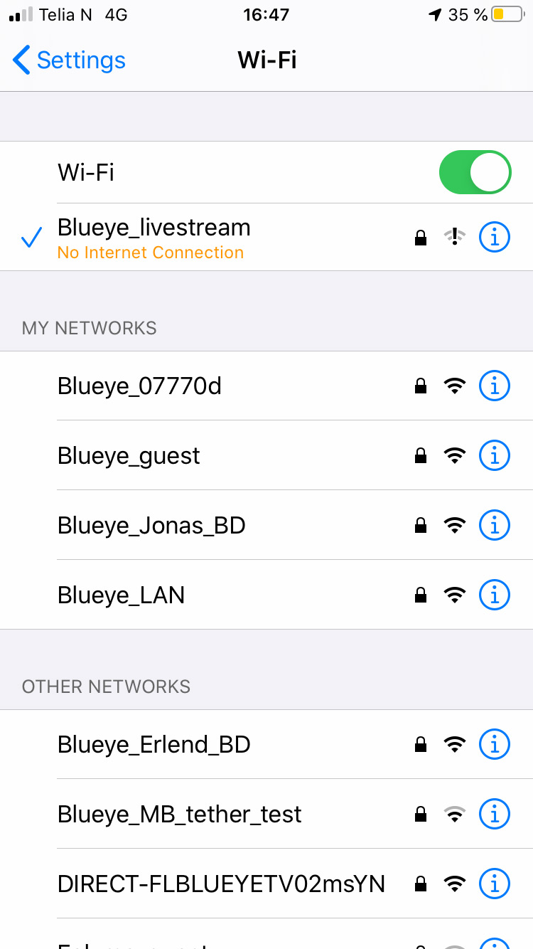 iOS Wi-Fi Settings