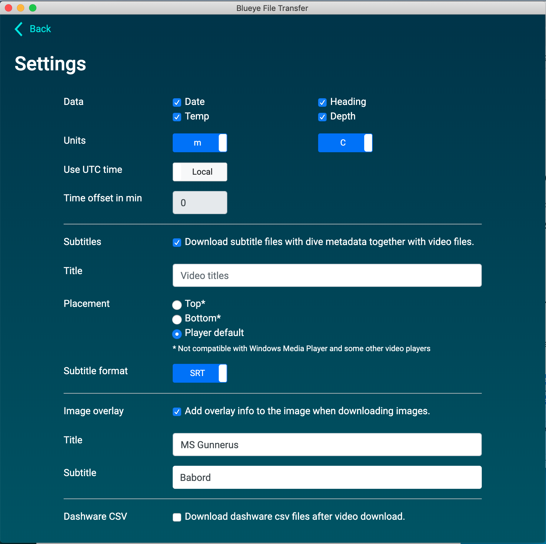 Screenshot of new settings