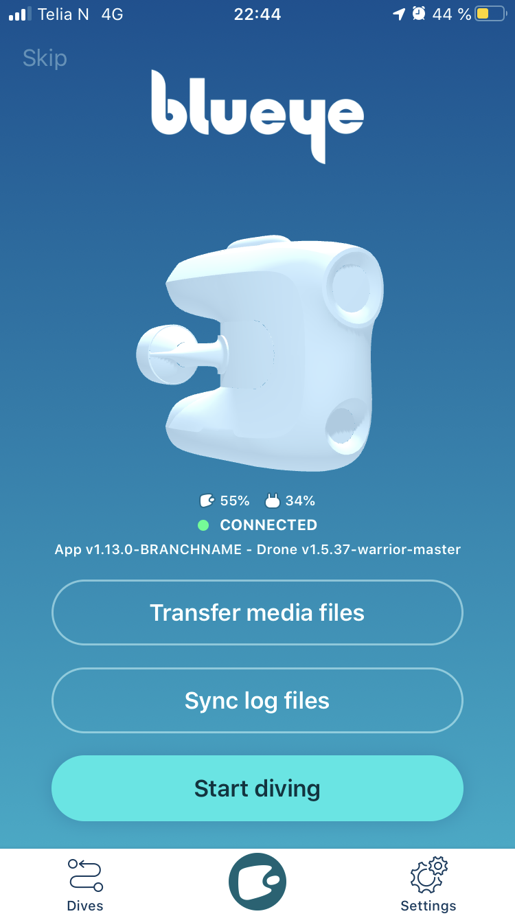 iOS Screenshot of Sync Log Files button