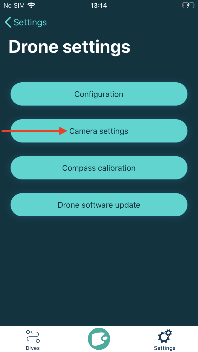 App drone settings menu