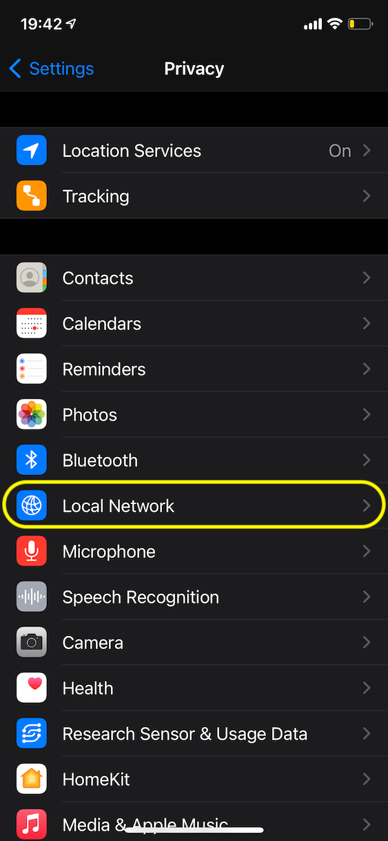 iOS Settings - Privacy